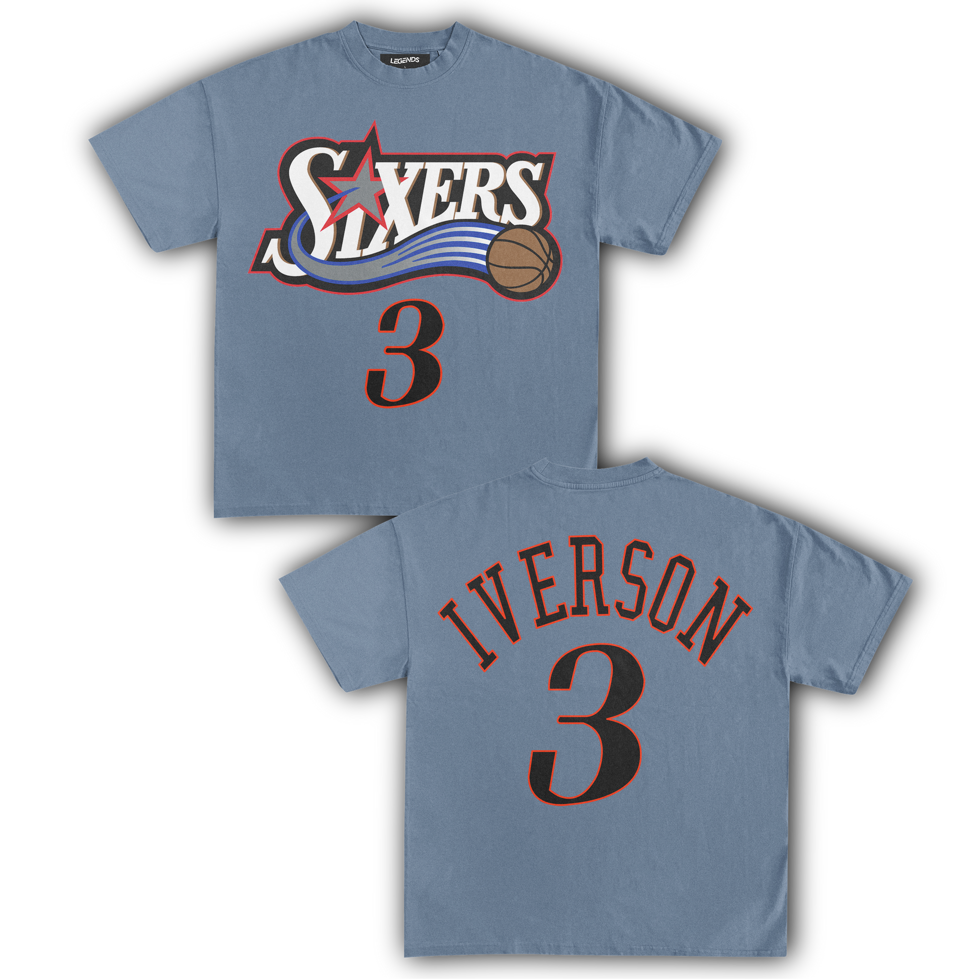 Allen Iverson Jersey Tee Philadelphia 76ers Vintage Heavyweight T Shirt Legends Heavyweight Tees