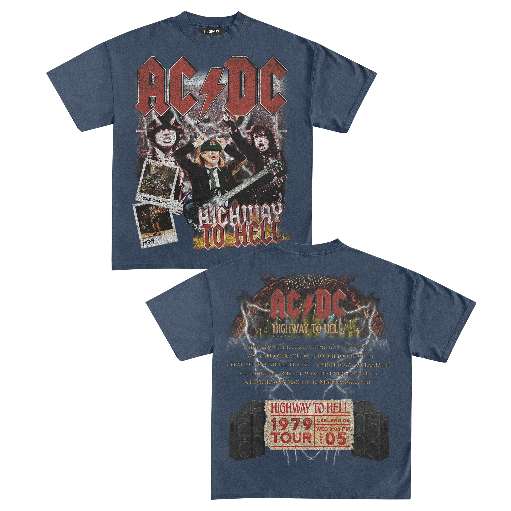 AC DC Highway To Hell Tee Vintage Heavyweight T Shirt Legends Heavyweight Tees