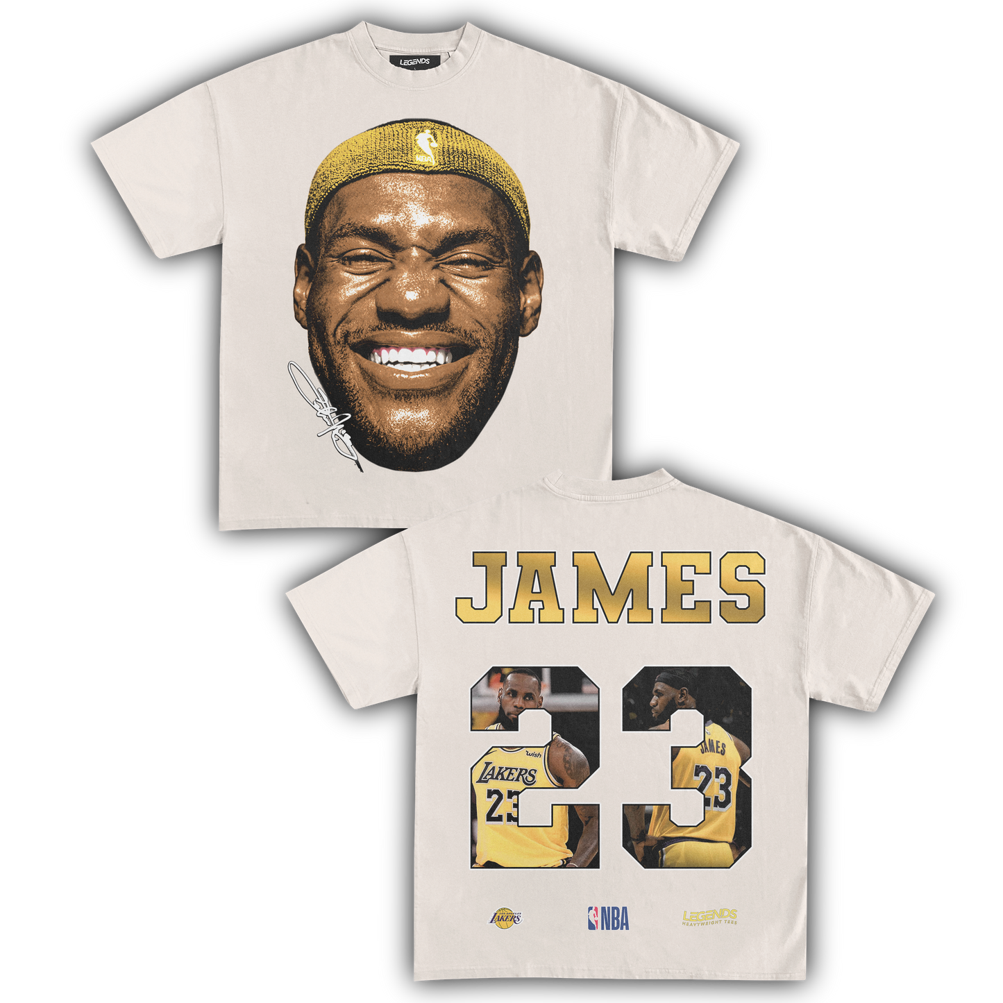 LeBron James Big Face 23 Tee Vintage Heavyweight T Shirt Legends Heavyweight Tees