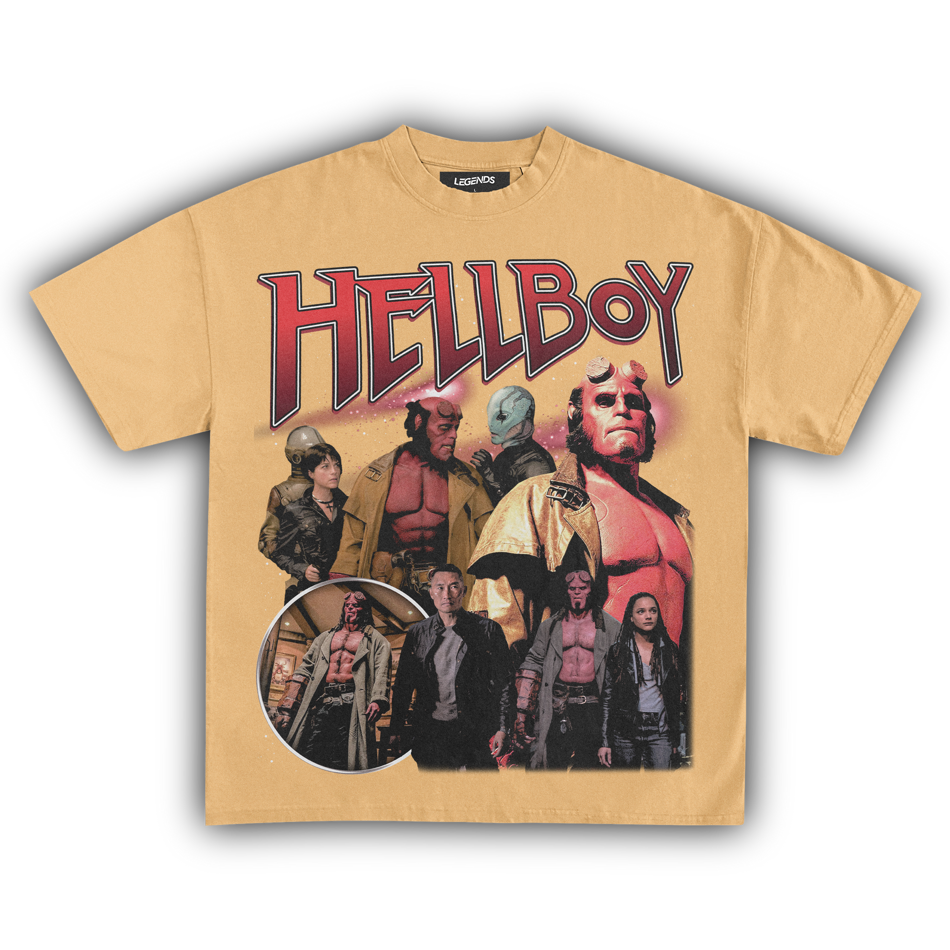 Hellboy Tee Classic Movie Collection Vintage Heavyweight T-Shirt Legends Heavyweight Tees Hellboy Tee Classic Movie Collection Vintage Heavyweight T-Shirt Legends Heavyweight Tees